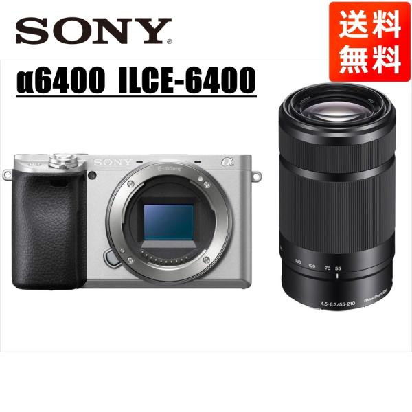 ソニー SONY α6400 シルバーボディ E 55-210mm 黒 望遠 レンズセット ミラーレ...