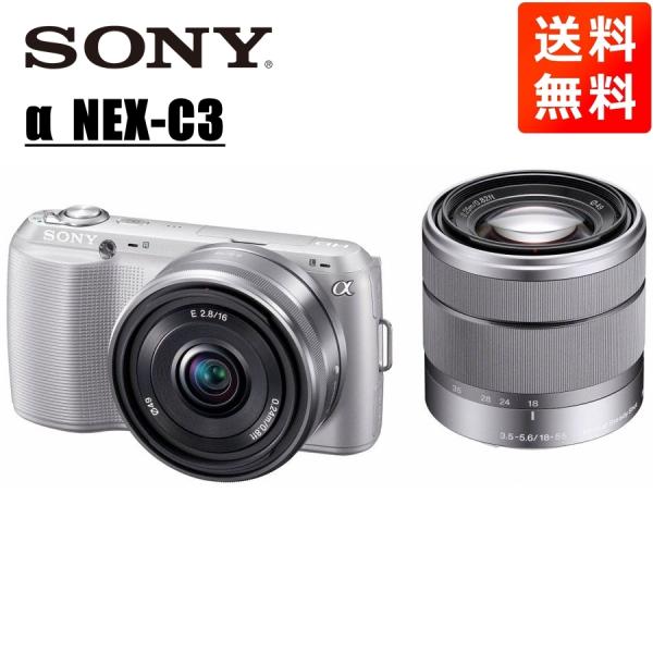 ソニー SONY NEX-C3 18-55mm 16mm 2.8 単焦点 ダブルレンズキット シルバ...