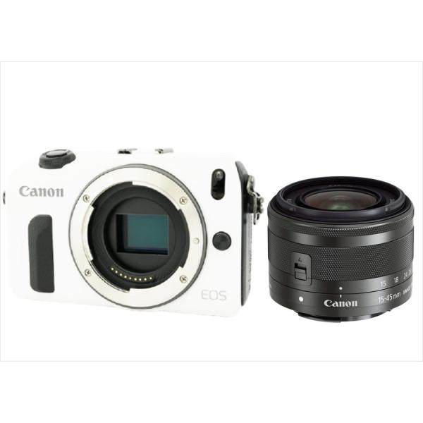 キヤノン Canon EOS M ホワイトボディ EF-M 15-45mm ブラック レンズセット ...