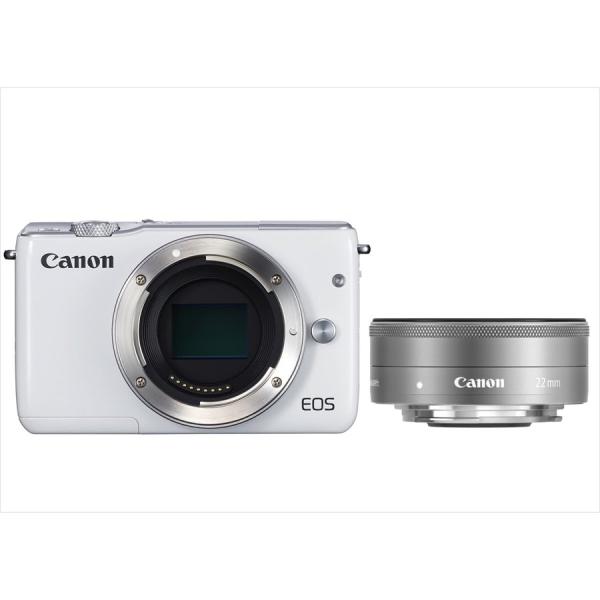 キヤノン Canon EOS M10 ホワイトボディ EF-M 22mm F2 シルバー 単焦点 パ...