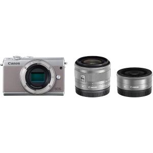 キヤノン Canon EOS M100 EF-M 15-45mm 22mm 単焦点 ダブルレンズキット グレー ミラーレス一眼 カメラ 中古｜camerart2nd-shop