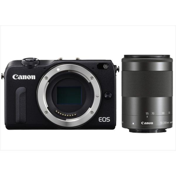 キヤノン Canon EOS M2 ブラックボディ EF-M 55-200mm ブラック 望遠 レン...