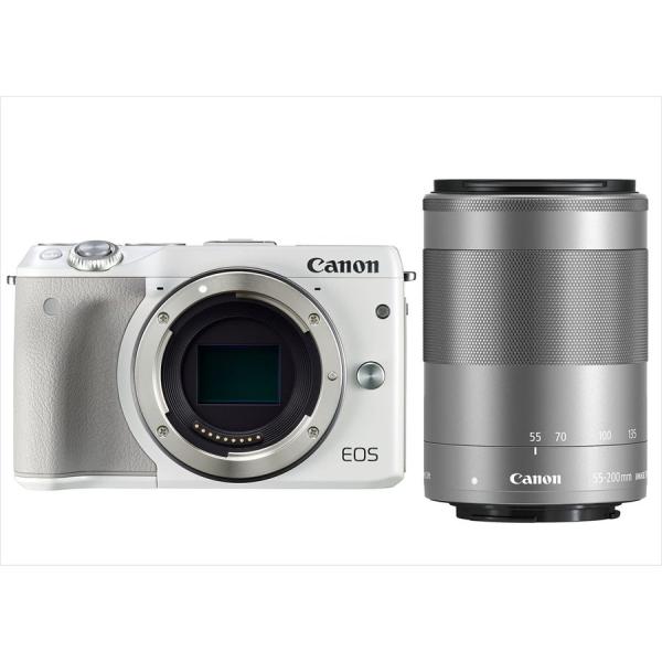 キヤノン Canon EOS M3 ホワイトボディ EF-M 55-200mm シルバー 望遠 レン...