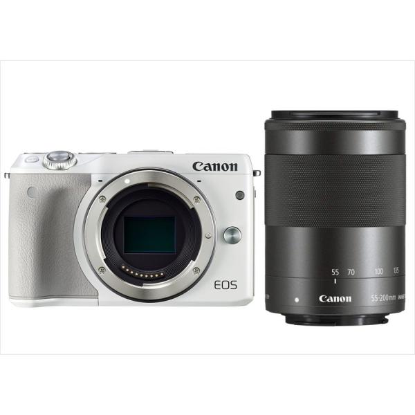 キヤノン Canon EOS M3 ホワイトボディ EF-M 55-200mm ブラック 望遠 レン...