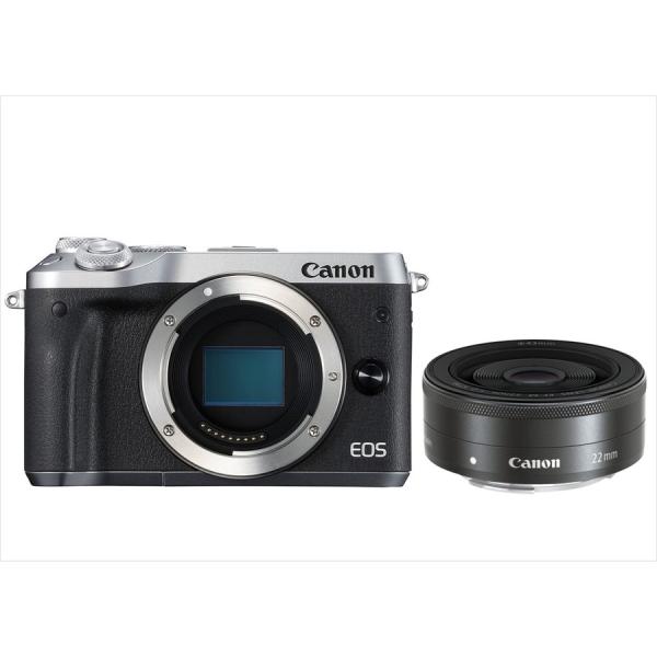 キヤノン Canon EOS M6 シルバーボディ EF-M 22mm F2 ブラック 単焦点 パン...