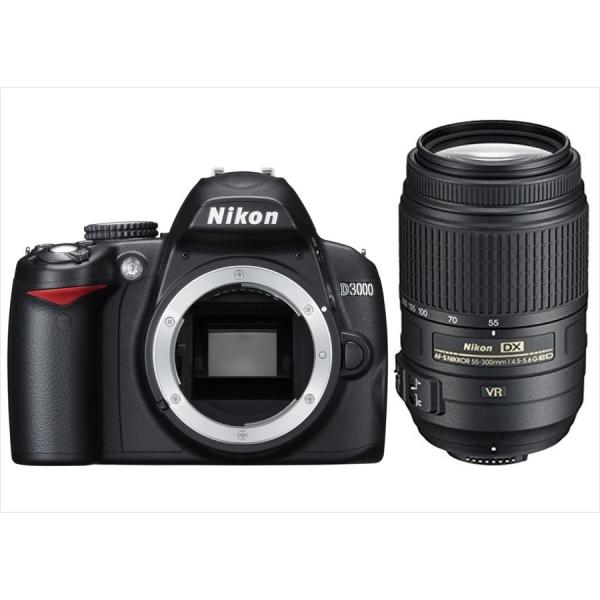 ニコン Nikon D3000 AF-S 55-300mm VR 望遠 レンズセット 手振れ補正 デ...