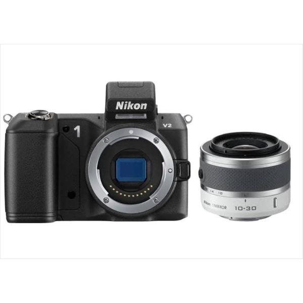 ニコン Nikon V2 ブラックボディ 10-30mm ホワイト レンズセット ミラーレス一眼 カ...