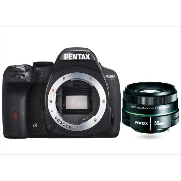 ペンタックス PENTAX K-50 50mm 1.8 単焦点 レンズセット ブラック カメラ 中古...