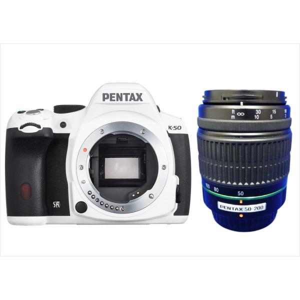 ペンタックス PENTAX K-50 55-200mm 望遠 レンズセット ホワイト デジタル一眼レ...