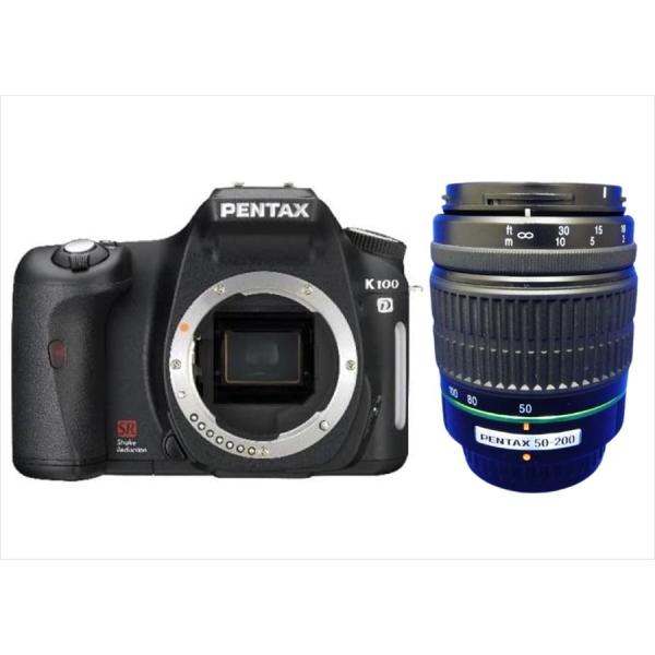 ペンタックス PENTAX K100D 55-200mm 望遠 レンズセット ブラック カメラ 中古...