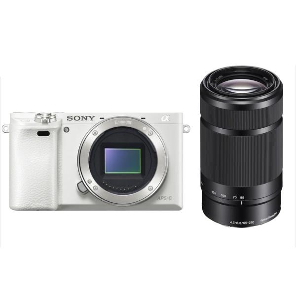 ソニー SONY α6000 ホワイトボディ E 55-210mm 黒 望遠 レンズセット ミラーレ...