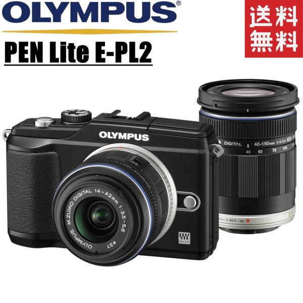 オリンパス OLYMPUS PEN Lite E-PL2 ダブルレンズキット ブラック ミラーレス一...