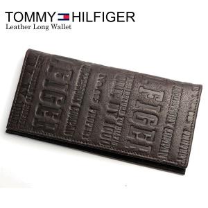 TOMMY HILFIGER トミーヒルフィガー 本革 レザー ロゴ 二つ折り長財布 ブラウン 0092-5645｜cameron