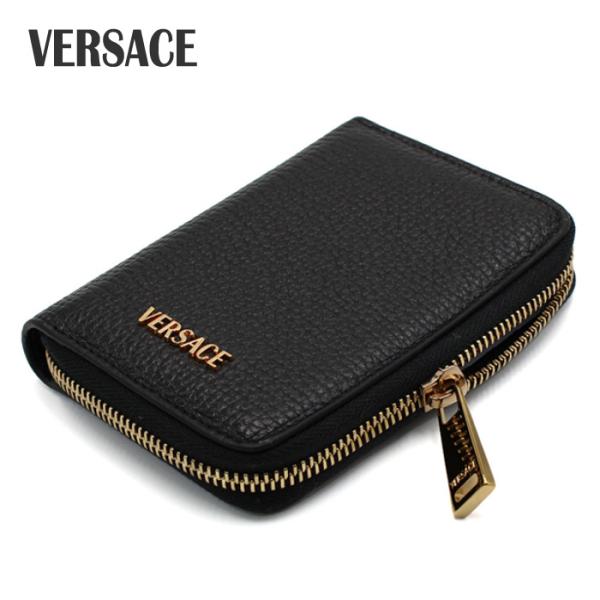 VERSACE ヴェルサーチ 財布 ウォレット コインケース カードケース ジップ ブラック レザー...