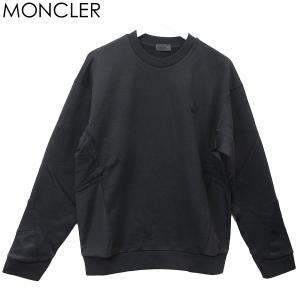 モンクレール メンズ スウェット トレーナー MONCLER ブランド 長袖 ロゴ ワッペン コットン ブラック 8G000 02 809KR 999｜cameron