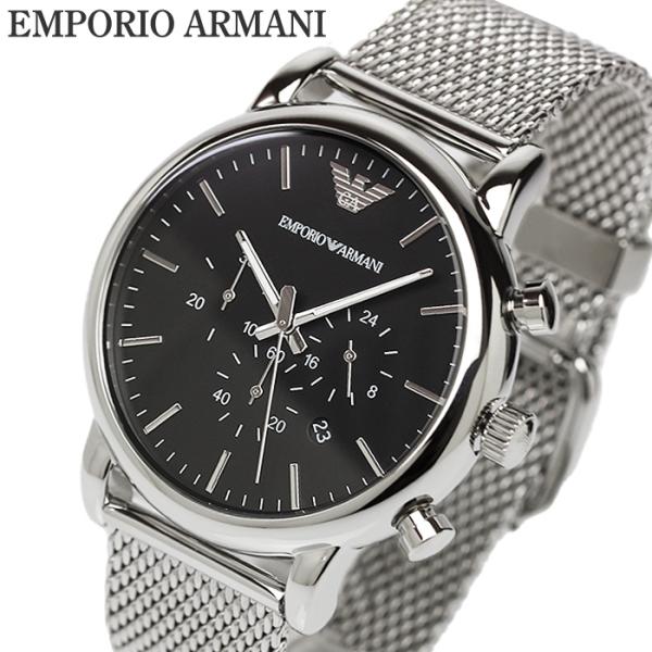 EMPORIO ARMANI エンポリオ アルマーニ 腕時計 メンズ クロノグラフ 時計 ブラック ...