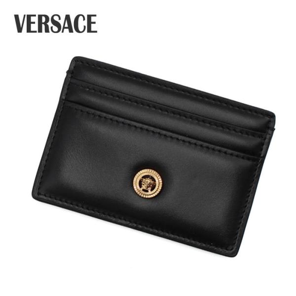VERSACE ヴェルサーチ 財布 カードケース カードホルダー ブラック レザー 牛革 メンズ レ...