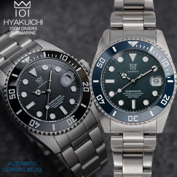 HYAKUICHI ヒャクイチ 腕時計 メンズ 自動巻き ダイバーズ 38mm 20気圧防水 デイト...
