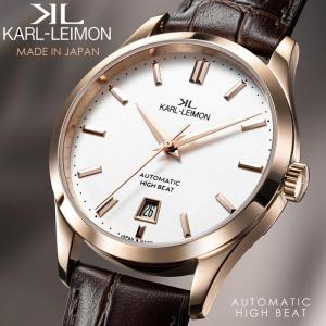 国内正規品 カルレイモン KARL-LEIMON 日本製 腕時計 メンズ 自動巻き 機械式 CLASSIC38 革ベルト ローズゴールド ウォッチ ギフト C3802｜cameron