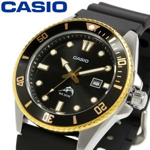 CASIO カシオ ダイバーズウォッチ メンズ 男性用 腕時計 ウォッチ ブラック  ゴールド シンプル デイトカレンダー ラバー MDV-106G-1AVCF｜cameron