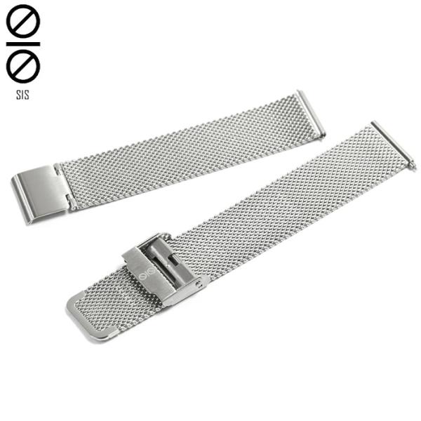 SIS ステンレスメッシュ イージークリック腕時計バンド シルバー 18mm 交換用ベルト 超Pay...
