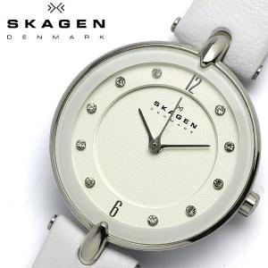 SKAGEN スカーゲン skw2012 革ベルト クオーツ 腕時計 レディース ホワイト スワロフスキークリスタル｜cameron