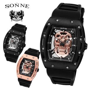 SONNE◇自動巻腕時計/アナログ/レザー/BLK/BLK/H005/HAORI/×KOICHI