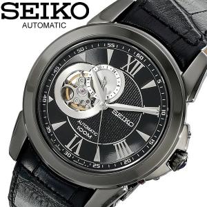 セイコー SEIKO 腕時計 メンズ 自動巻き ブラック スケルトン 革ベルト SSA243｜cameron