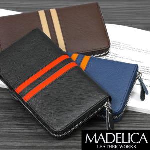 MADELICA 牛革 札入れ レザー ラウンドファスナー メンズ 長財布 財布さいふサイフ ブランド 父の日ギフト