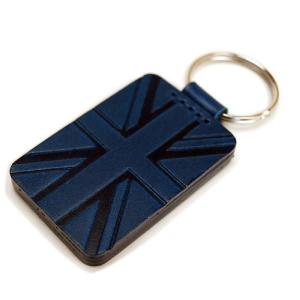 キーホルダー ユニオンジャック 日本製 本革「CAME's House」 ブルー