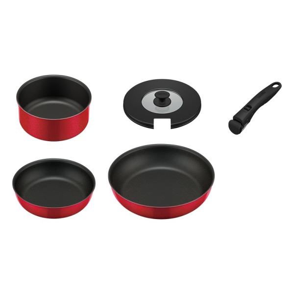 サーモス <br>取っ手のとれるフライパン5点セット レッド KSA-5B R THERMOS ※