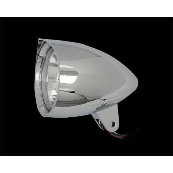 ネオファクトリー 汎用 4-1/2in シャープバイザー付きバレットヘッドライト クローム Neof...