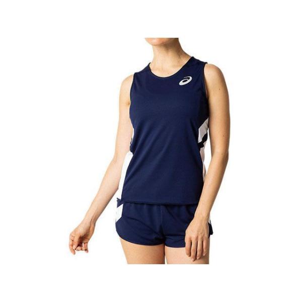アシックス 2092A086 RUNNING SHIRT（ピーコート×ホワイト） サイズ L ASI...