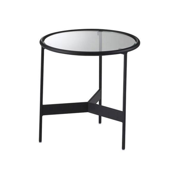 【メーカー直送】東谷 HIT-240 ラウンドガラステーブルS（ブラック） Azumaya