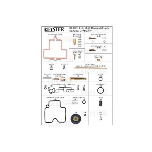 キースター KLX250/Dトラッカー FCR燃調キット 35φホリゾンタルキャブレター用キャブレタ...
