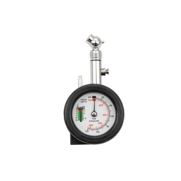 プロト コンパクトエアインフレーターゲージ タイヤ溝測定ゲージ付 ショートタイプ（シルバー） PLO...