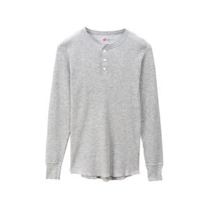 ヘインズ HM4-Q502 HENLY NECK LONG T-SHIRT（ヘザーグレー） サイズ M HANES