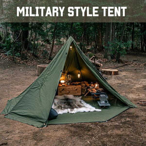 【CAMPLUS】ミリタリースタイルテント ソロテント ワンポールテント ポーランド軍幕 軍幕テント...