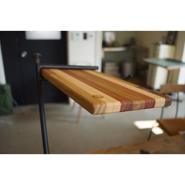 アイアン×デザイン集成材サイドテーブル「打ち込みタイプ」フック付　CAMPOOPARTS キャンプ ...