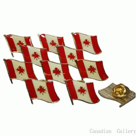 ピンバッジ カナダ国旗 10個セット メール便配送(ポスト投函)、代引不可