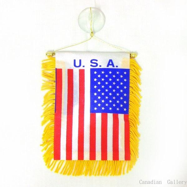 アメリカ国旗 ミニバナー 吸盤付　バナー部両面デザイン メール便配送(ポスト投函)、代引不可