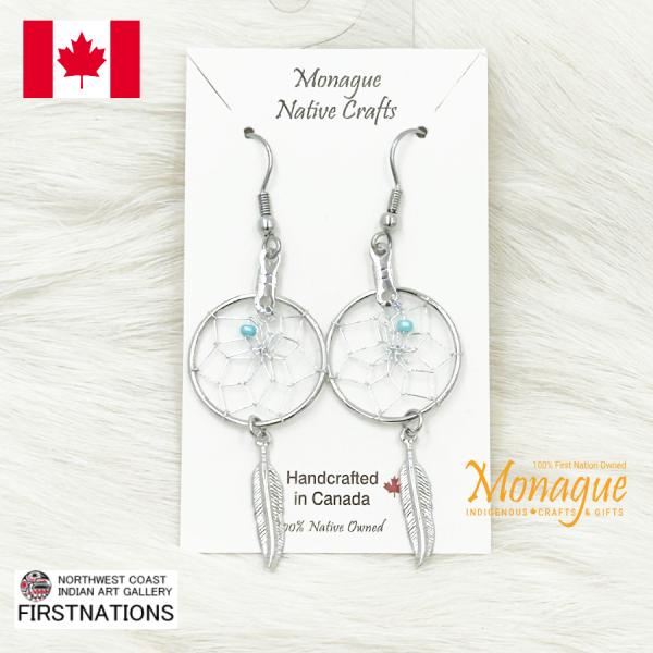 ドリームキャッチャー アクセサリー ピアス 本物 オジブア族 インディアン ハンドメイド メタル フ...