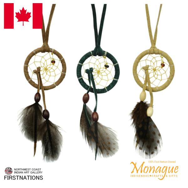 ドリームキャッチャー 本物 オジブア族 インディアン ハンドメイド 1.5インチ3.8cm タイイン...