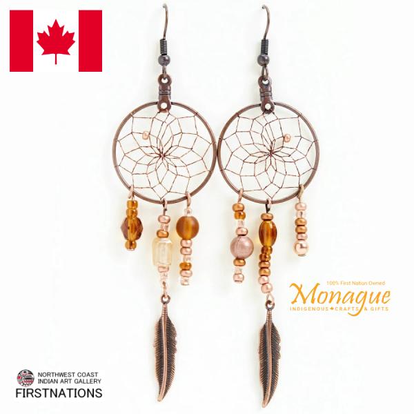 ドリームキャッチャー アクセサリー ピアス 本物 オジブア族 インディアン ハンドメイド 銅製 クー...