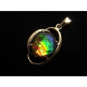 稀少な化石宝石アンモライト・【14Kペンダントトップ】Korite社