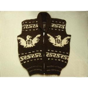 カナディアンセーター 手編み 100%WOOL カウチンベスト 36 黒 希少 カナディアンセーター 手編み 100%WOOL カウチンベスト 36 黒 希少