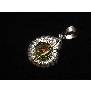 カナダ の 稀少 な 化石 宝石 アンモライト 【 K14 ホワイトゴールド