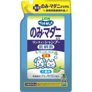 ライオンペット ペットキレイ のみとり リンスインシャンプー 愛犬愛猫用 グリーンフローラルの香り つめかえ用 400mL 1ケース24個セット｜canalside