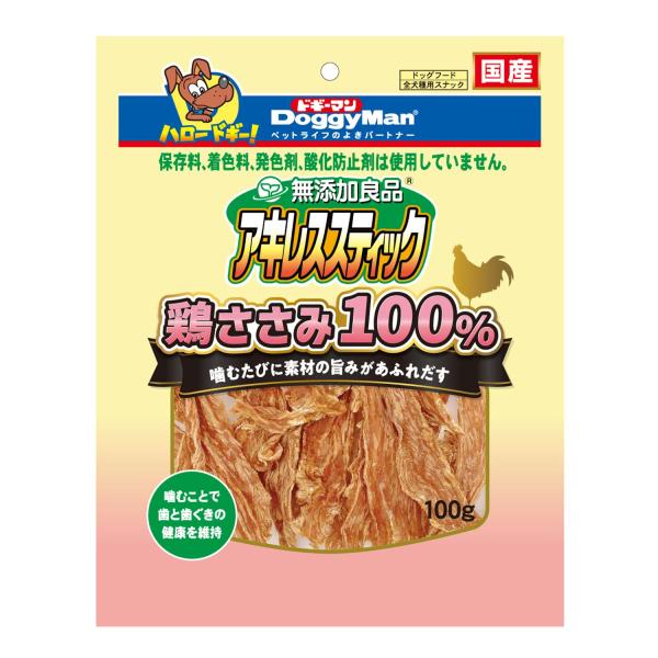 ドギーマン 無添加良品 アキレススティック 鶏ささみ100% 100g 1ケース24個セット