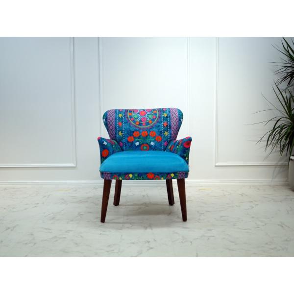 ROYAL (ロイヤル)　1人掛けソファ　ブルー　花柄　トルコ製　sf1-r001-bl